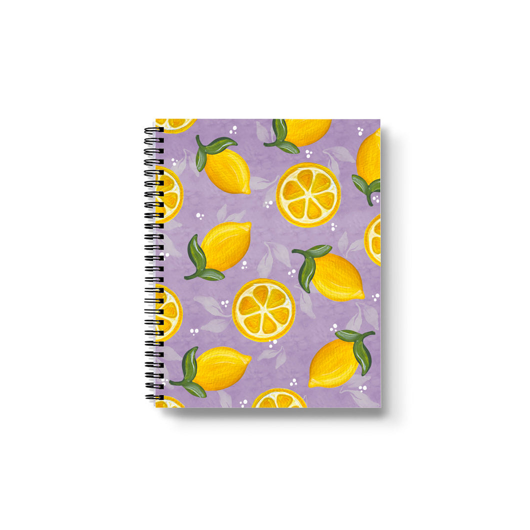 Purple Lemons 7' x 9” Lined Softcover Notebook