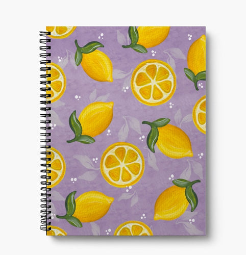 Purple Lemons 8.5” x 11” Lined Softcover Notebook