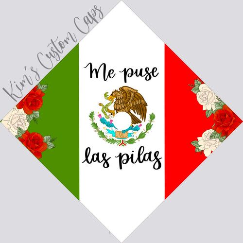 CLEARANCE! Premade Printed Floral Mexican Flag Graduation Cap Topper