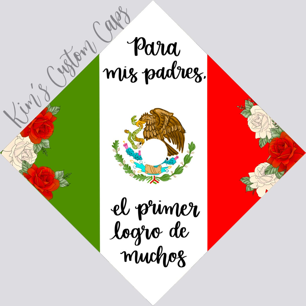 CLEARANCE! Premade Printed Floral Mexican Flag Graduation Cap Topper