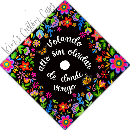 Premade Printed Floral Graduation Cap Topper