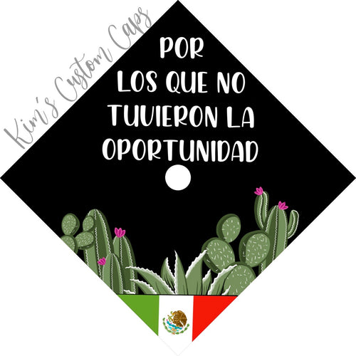 Premade Printed Cacti Graduation Cap Topper with Interchangeable Flag