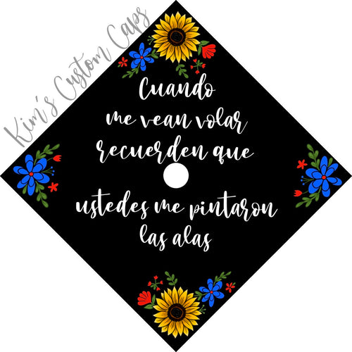 Premade Printed Floral Graduation Cap Topper