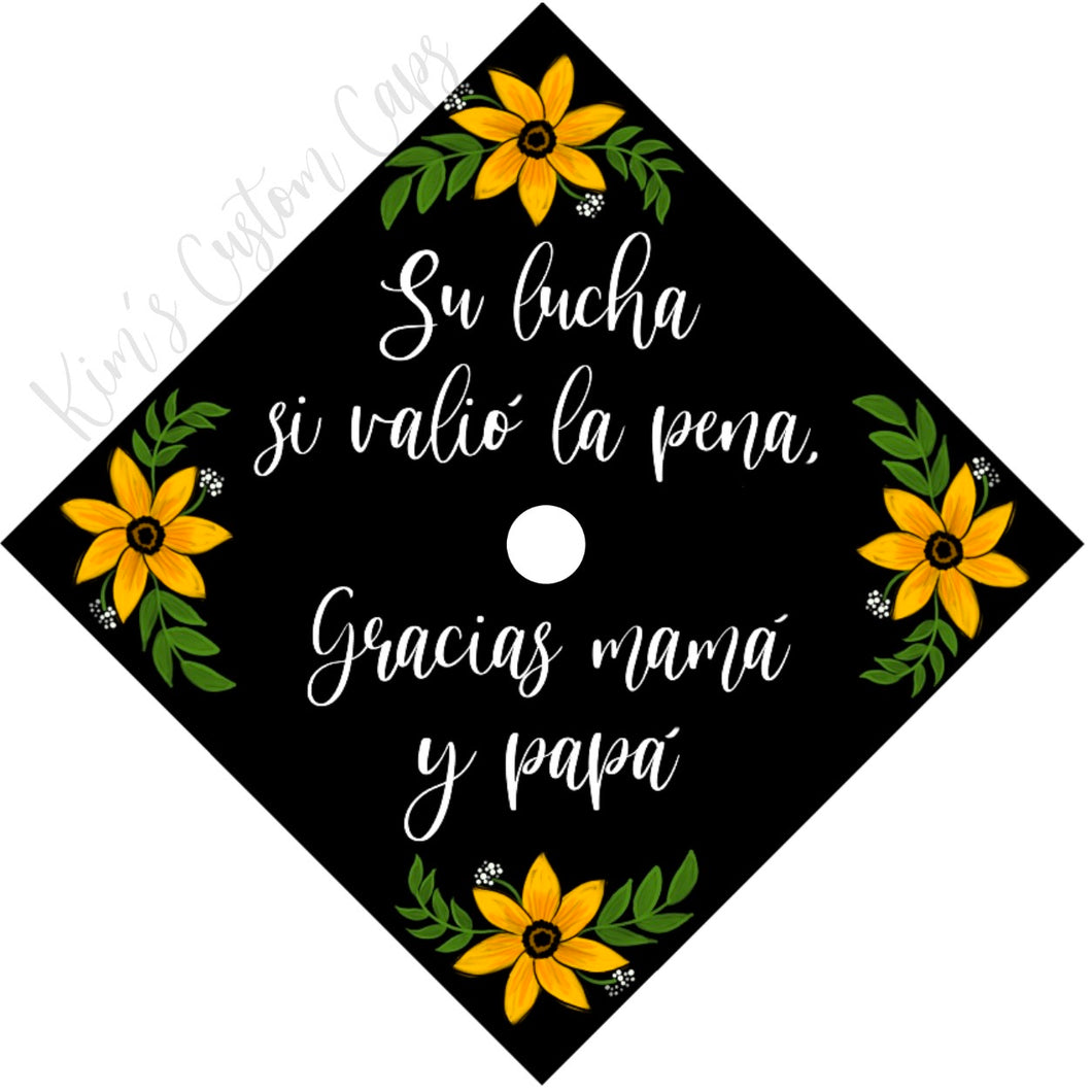 Premade Printed Floral Graduation Cap Topper