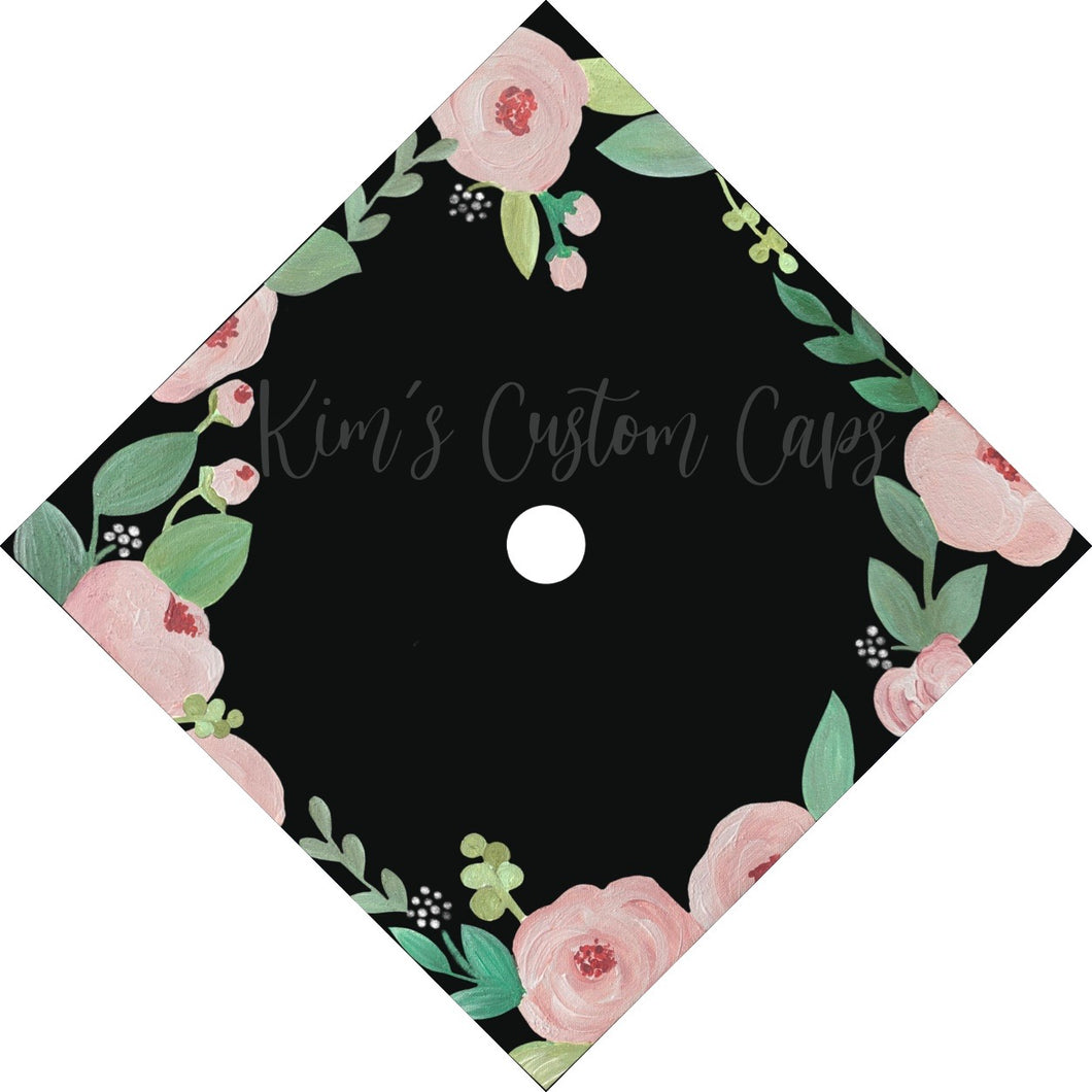 Custom Quote Floral Printed Graduation Cap Topper
