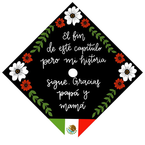 CLEARANCE! Premade Printed Floral Graduation Cap Topper with Interchangeable Flag