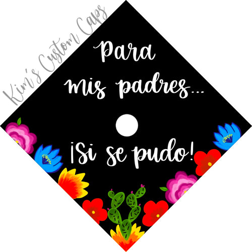 Premade Printed Floral Graduation Cap Topper