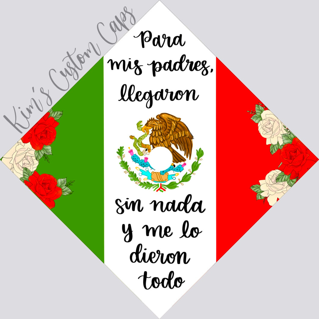 CLEARANCE! Premade Printed Floral Mexican Flag Graduation Cap Topper