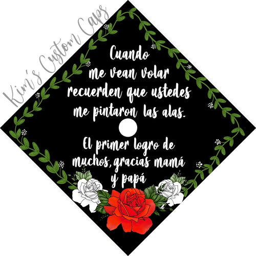 Premade Printed Floral Graduation Cap Topper