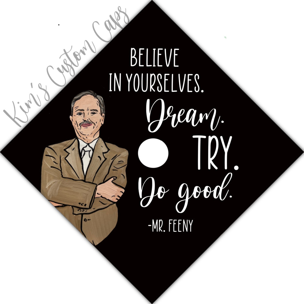 Premade Printed Mr. Feeny Teacher Education Graduation Cap Topper