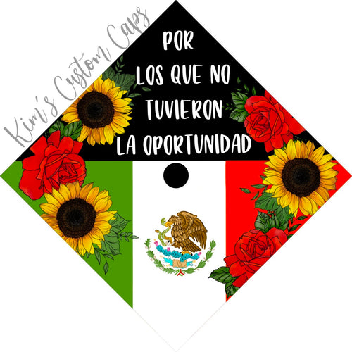 Premade Printed Floral Graduation Cap Topper with Interchangeable Flag