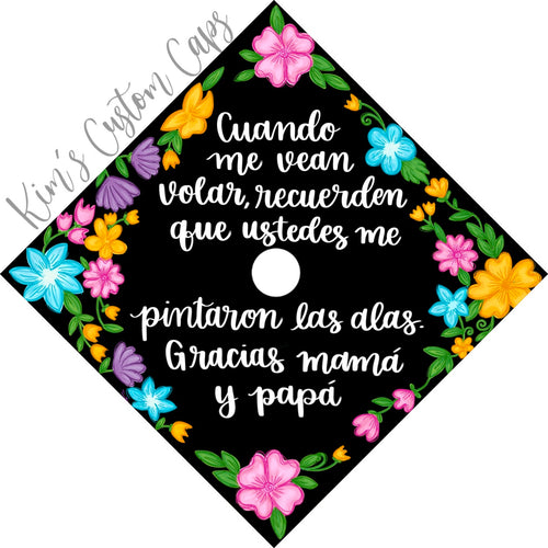 Premade Printed Floral Graduation Cap Topper