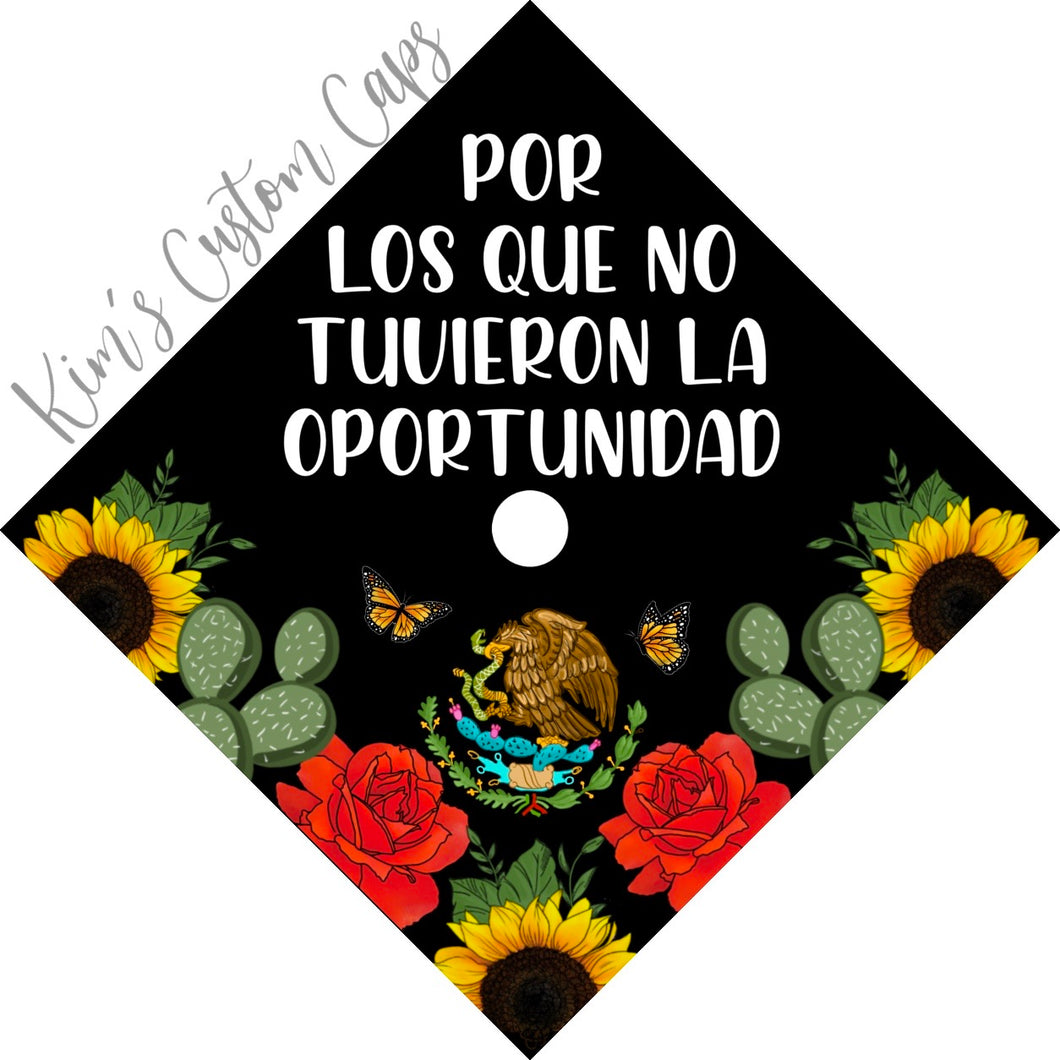 Premade Printed Floral Mexican Flag Inspired Graduation Cap Topper