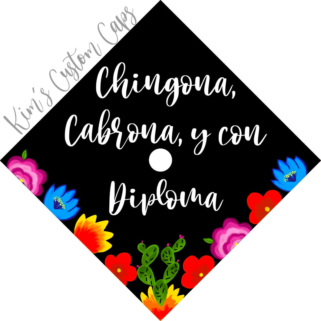 Premade Printed Floral Graduation Cap Topper