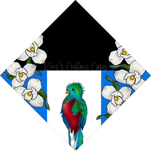 Custom Quote Floral Quetzal Printed Graduation Cap Topper