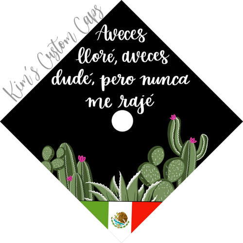 CLEARANCE! Premade Printed Cacti Graduation Cap Topper with Interchangeable Flag