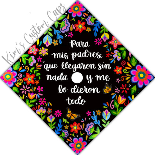 Premade Printed Floral Graduation Cap Topper