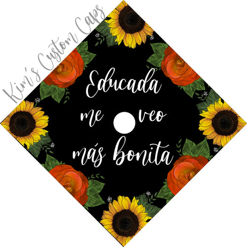 Premade Printed Floral Graduation Cap Topper