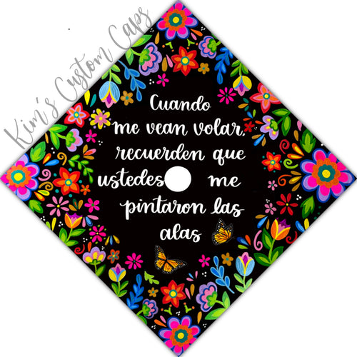 Premade Printed Floral Graduation Cap Topper